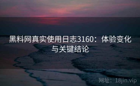 黑料网真实使用日志3160：体验变化与关键结论